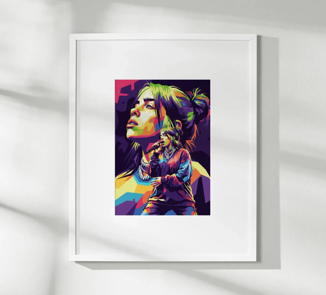 Lo stile iconico di Billie Eilish poster con telaio in legno da Hantamrata
