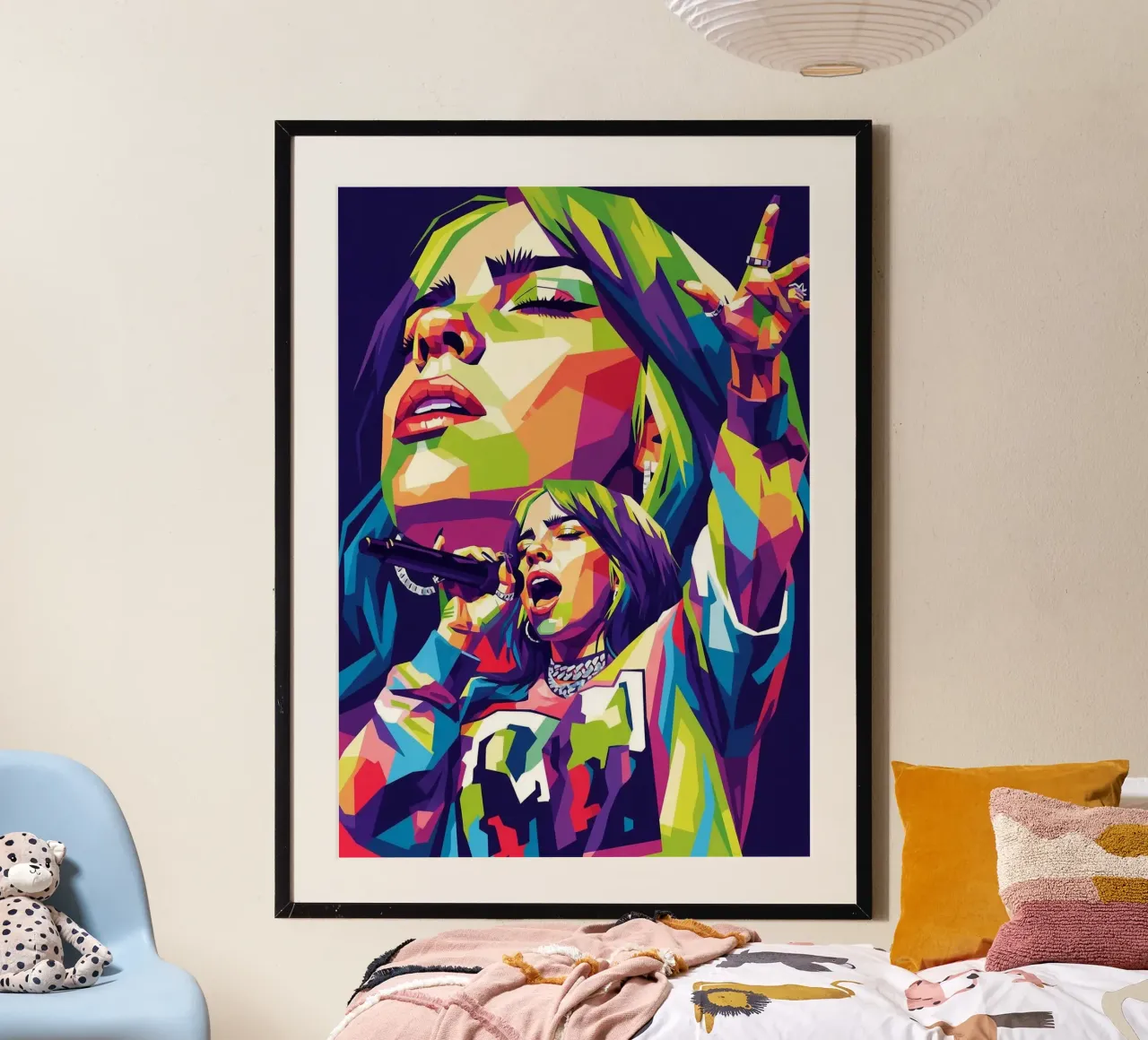 Esibizione di Billie Eilish poster con telaio in legno da Hantamrata