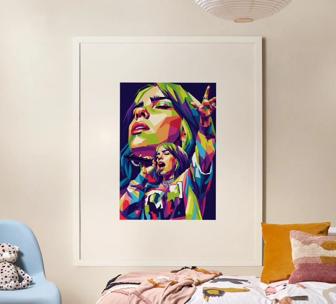 Esibizione di Billie Eilish poster con telaio in legno da Hantamrata