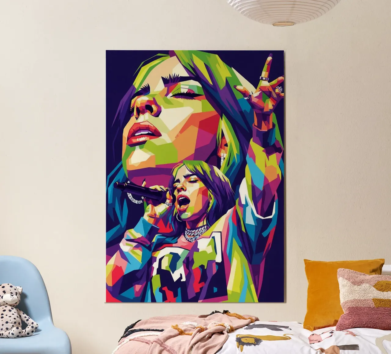 Esibizione di Billie Eilish poster con telaio in legno da Hantamrata