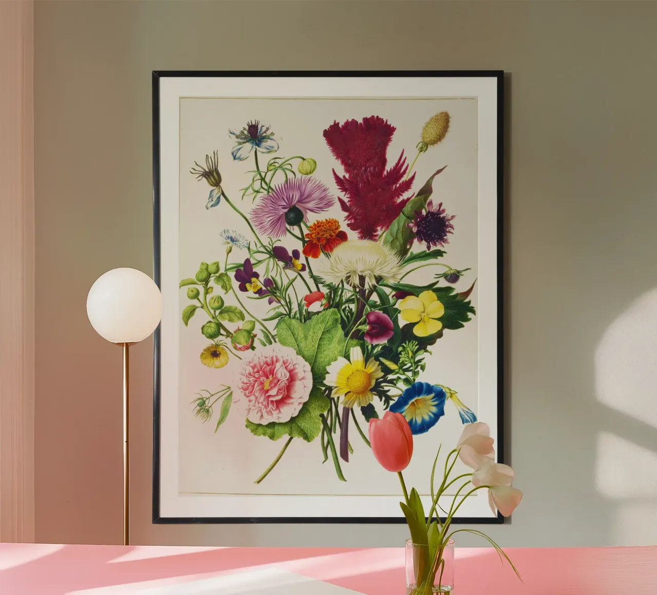 Bouquet di fiori poster con telaio in alluminio da Venus Art