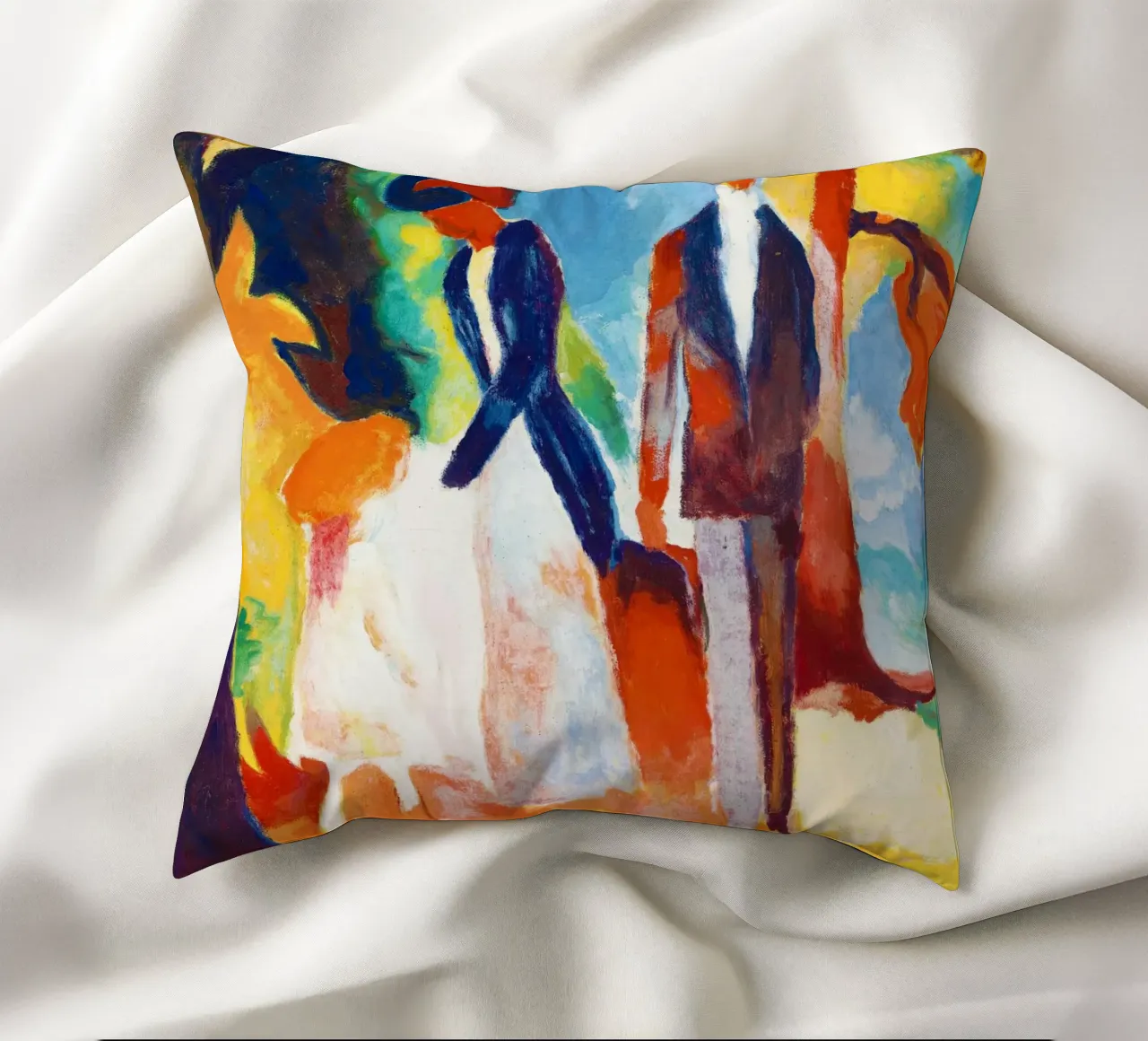 Les gens du lac bleu par August Macke coussin de Venus Art