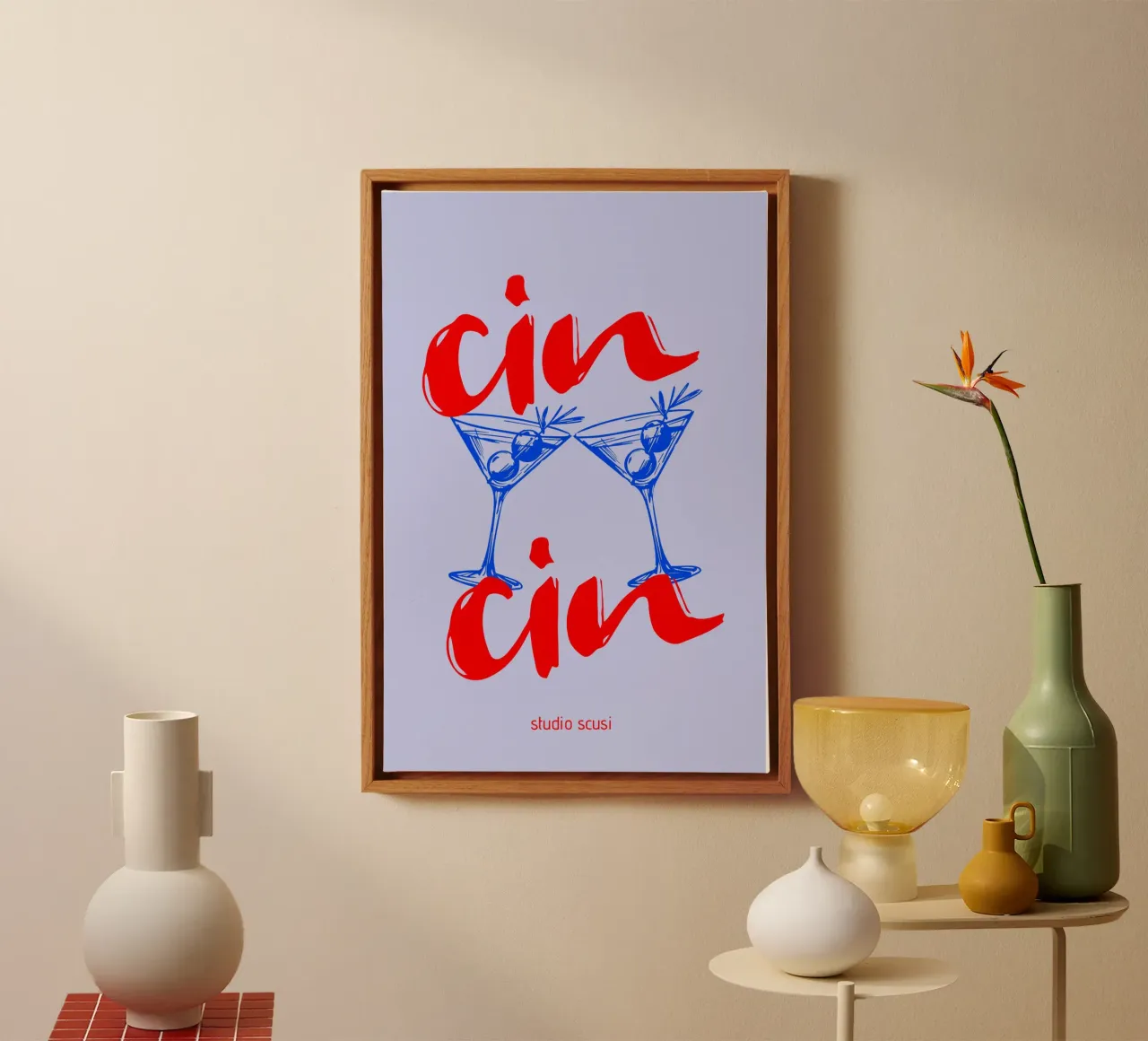 Cin Cin - Lass und anstoßen - italienischer Trinkspruch tela con Cornice a cassetta da studio scusi