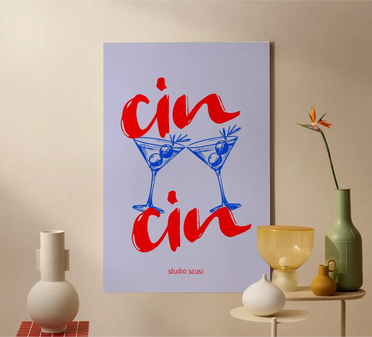 Cin Cin - Lass und anstoßen - italienischer Trinkspruch tela con Cornice a cassetta da studio scusi