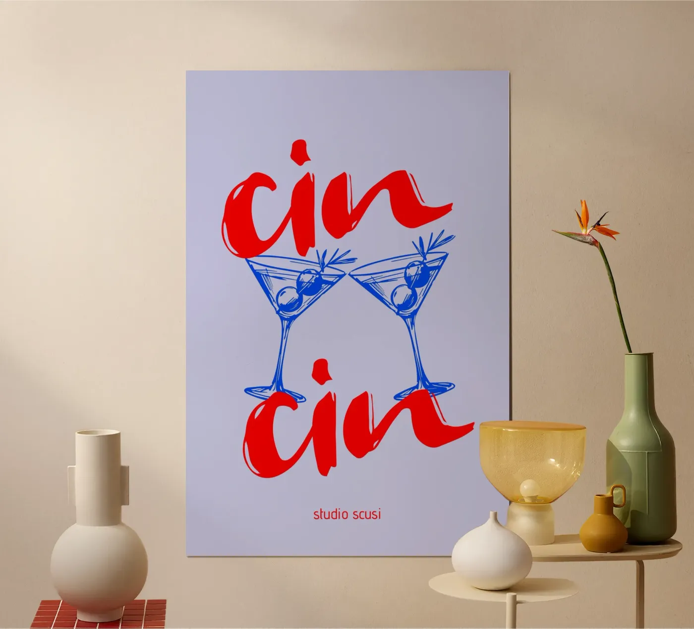 Cin Cin - Let's toast - Italian toast poster by studio scusi