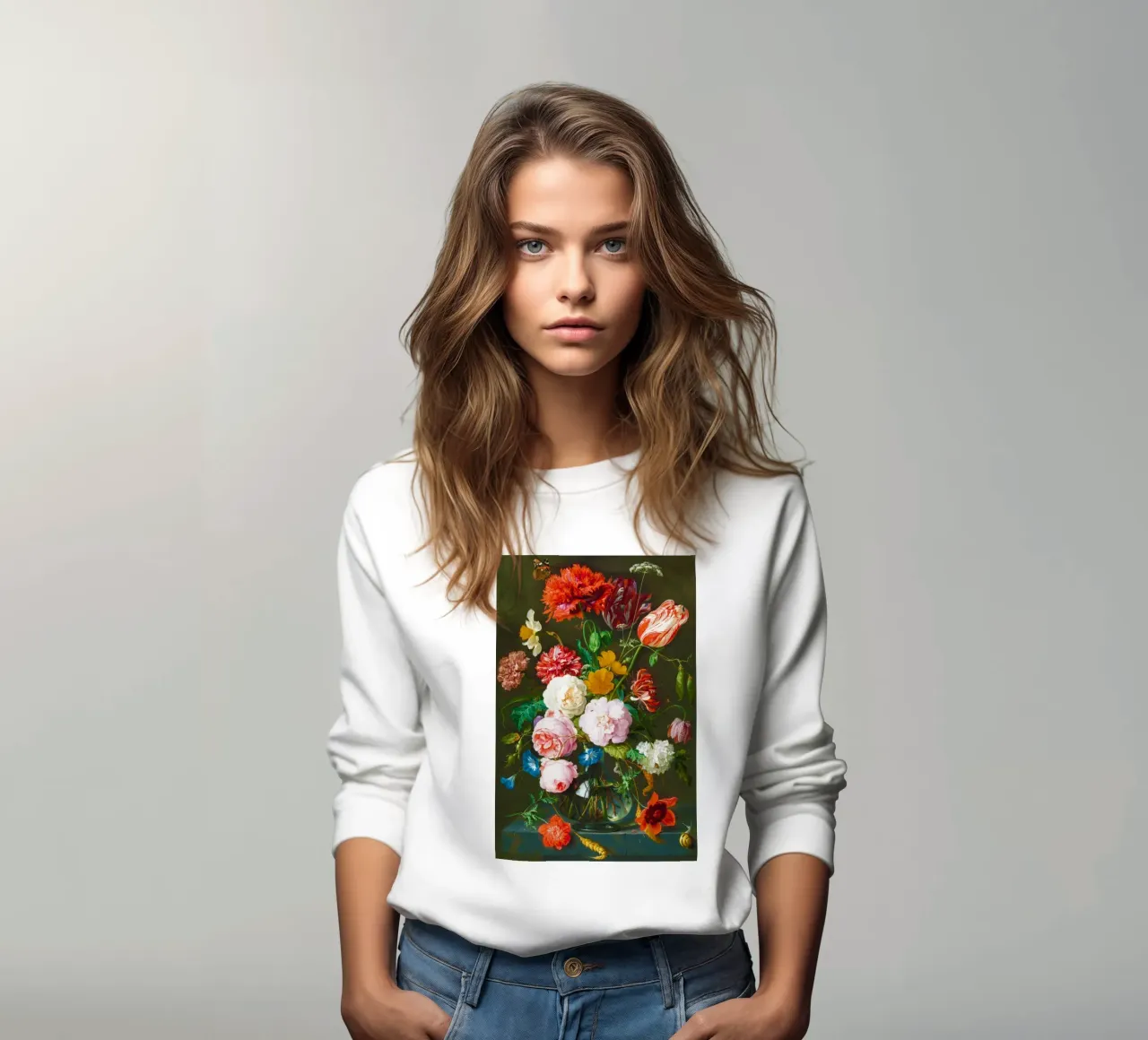Natura morta con fiori in un vaso di vetro di Jan Davidsz. de H felpa da Venus Art
