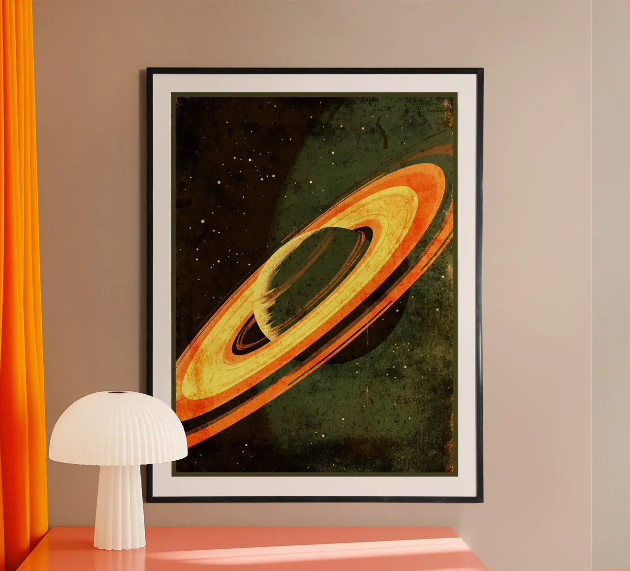 Visita gli Anelli di Saturno poster con telaio in alluminio da David Müller