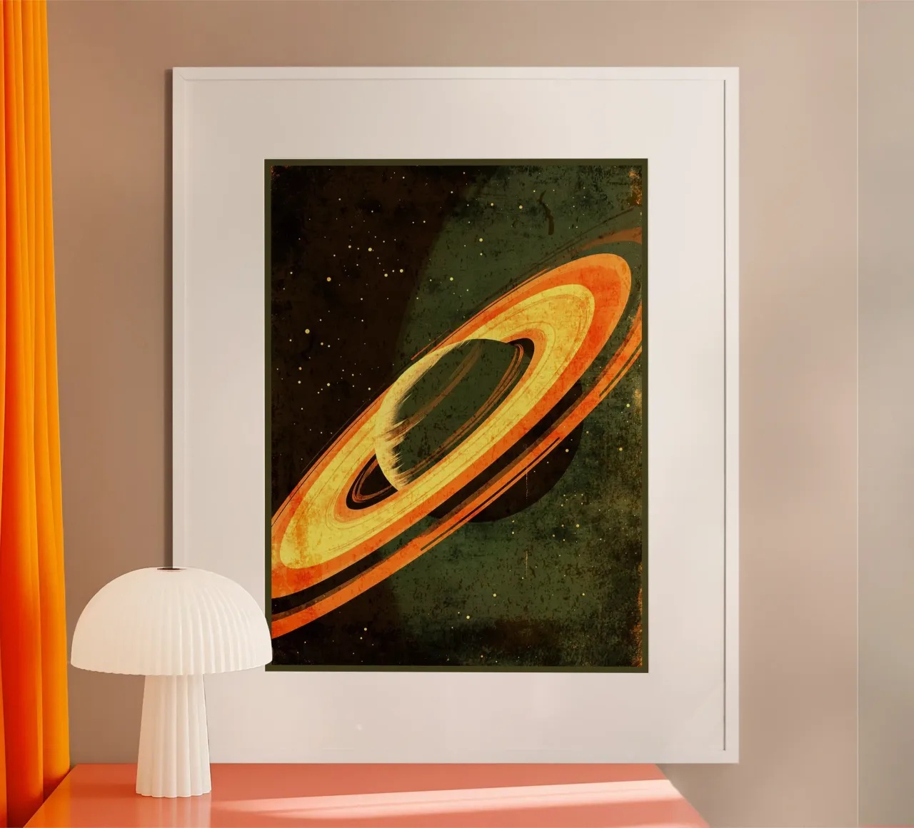 Visita gli Anelli di Saturno poster con telaio in alluminio da David Müller