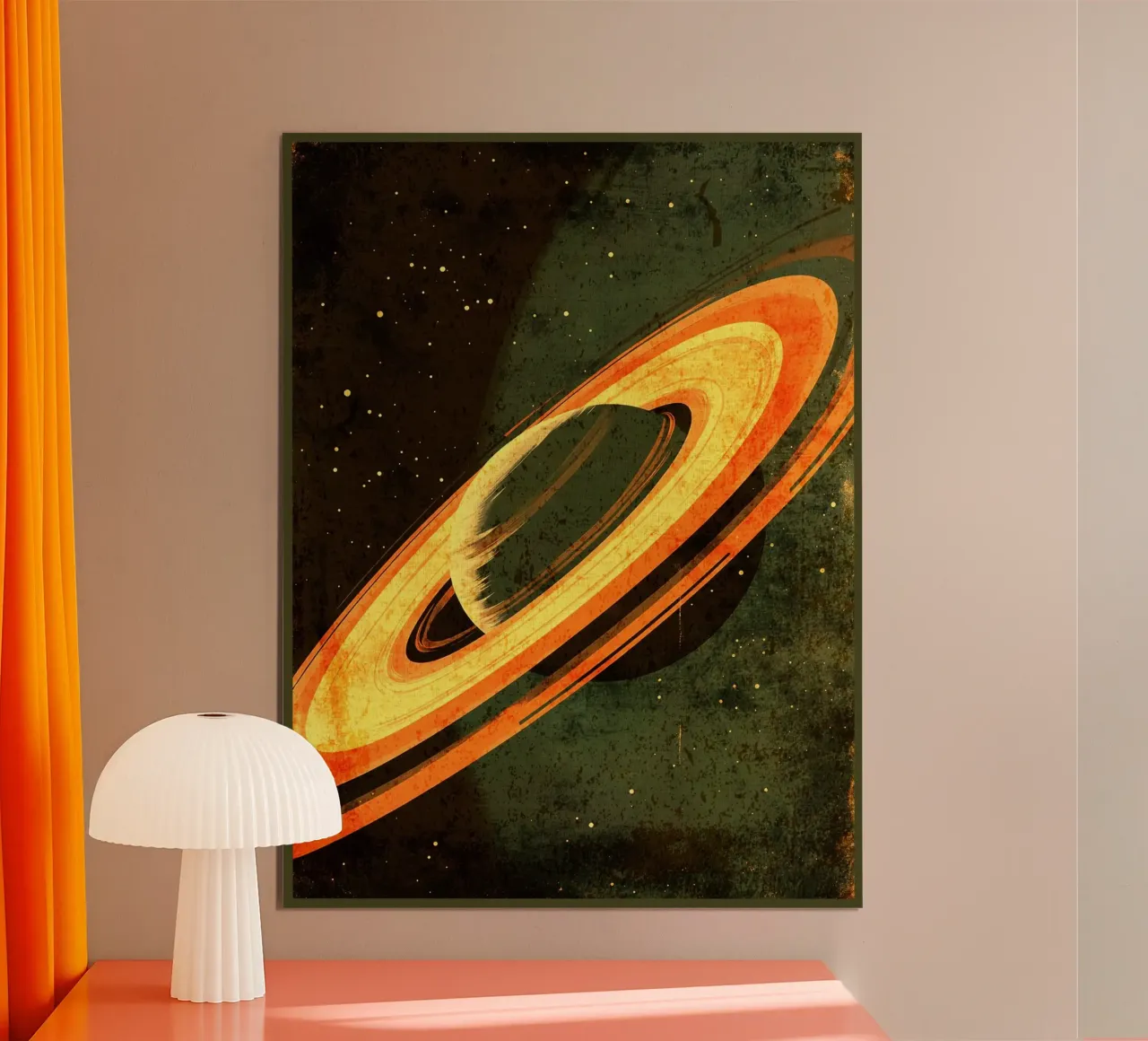 Visita gli Anelli di Saturno poster con telaio in alluminio da David Müller
