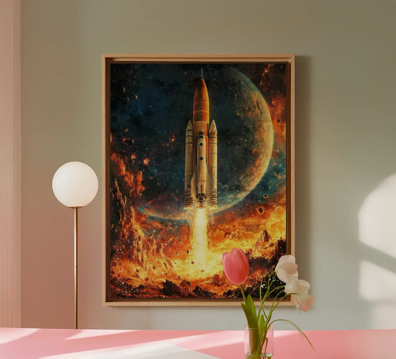 Lancement d'une fusée spatiale toile avec Caisse américaine de David Müller