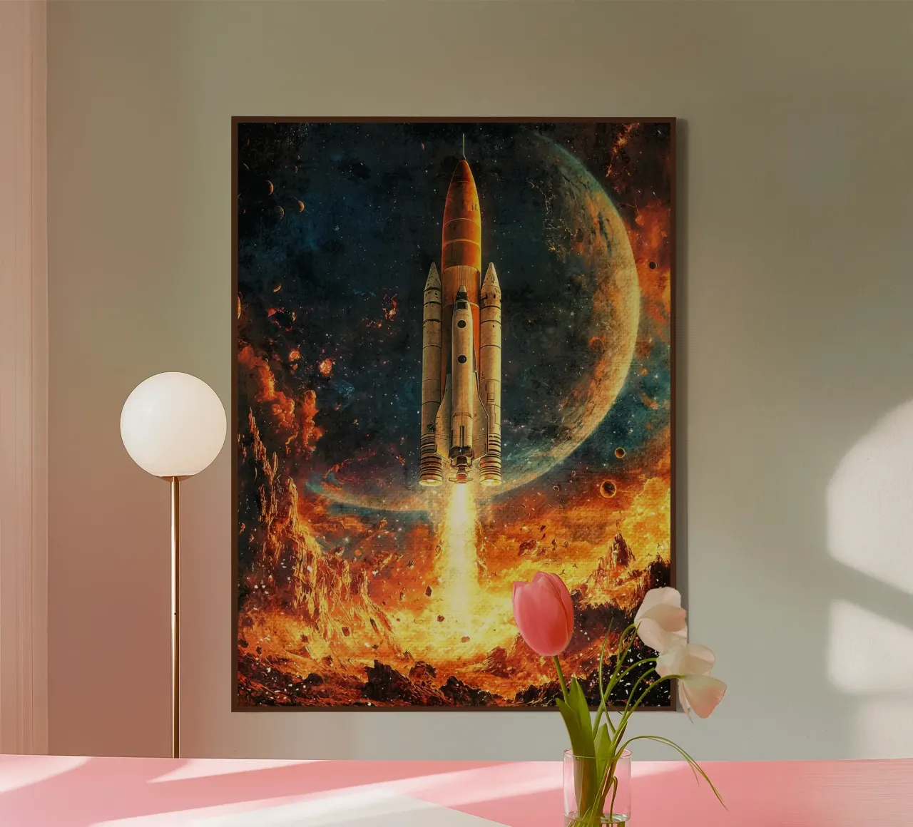 Lancement d'une fusée spatiale toile avec Caisse américaine de David Müller