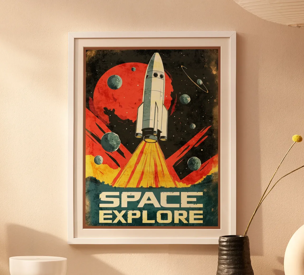 Poster du lancement d'une fusée spatiale poster de David Müller