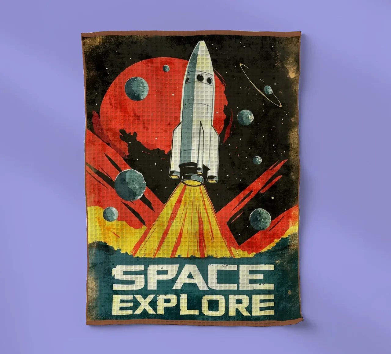 Poster du lancement d'une fusée spatiale torchon de David Müller