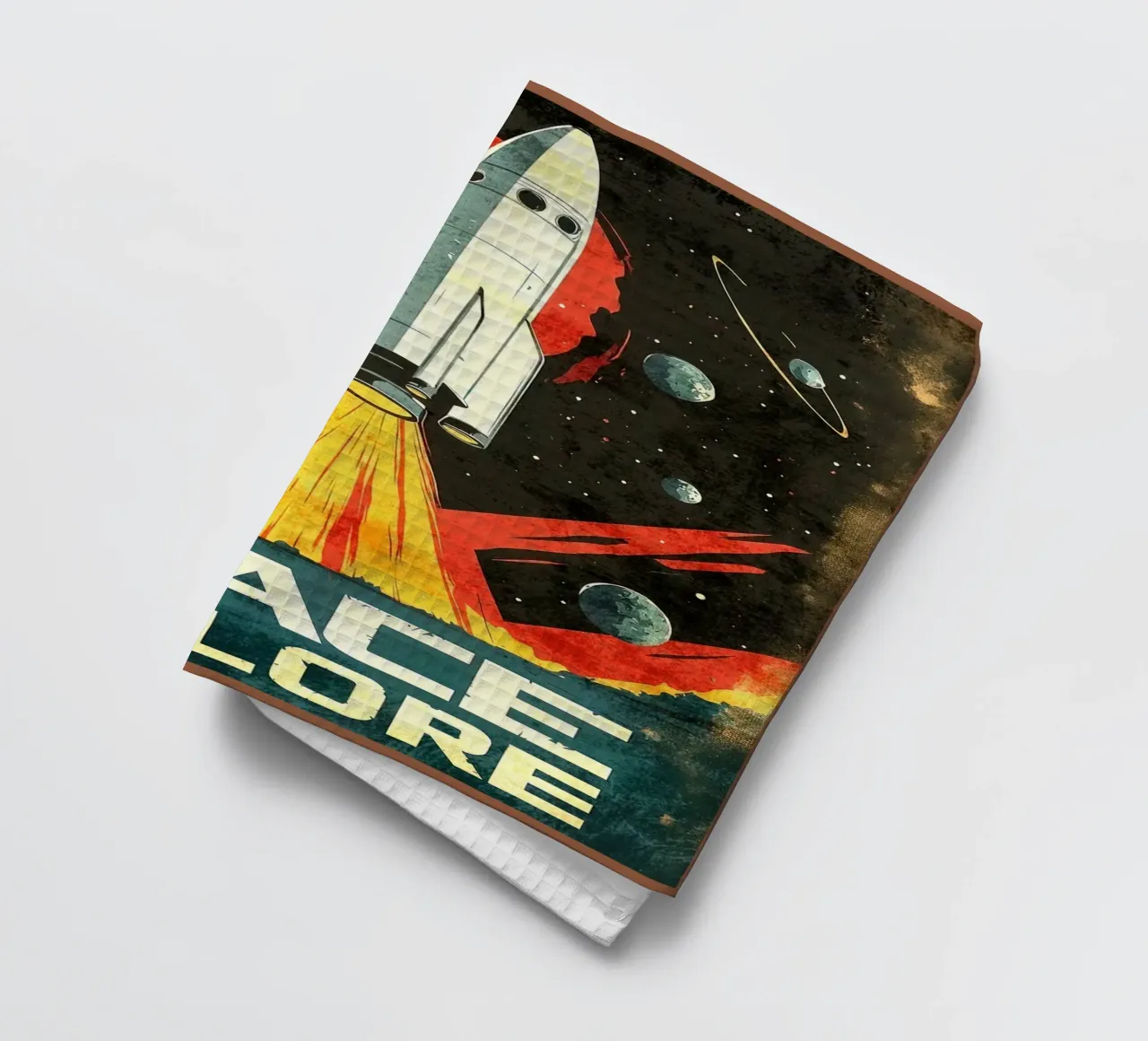 Poster du lancement d'une fusée spatiale torchon de David Müller