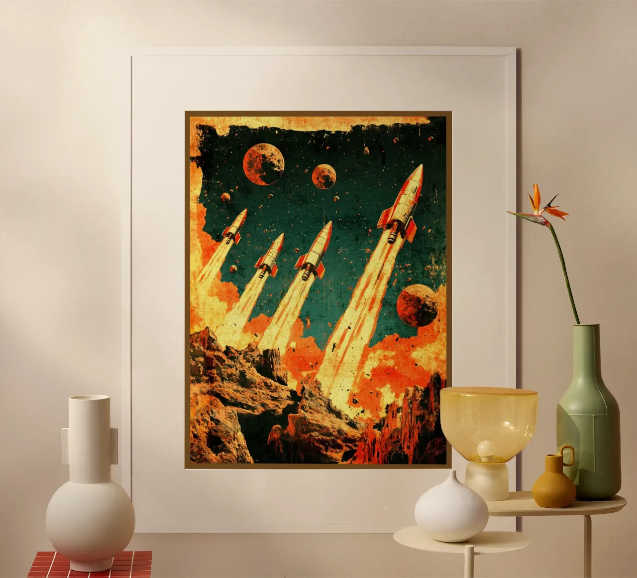 Razzi spaziali retrò poster da David Müller