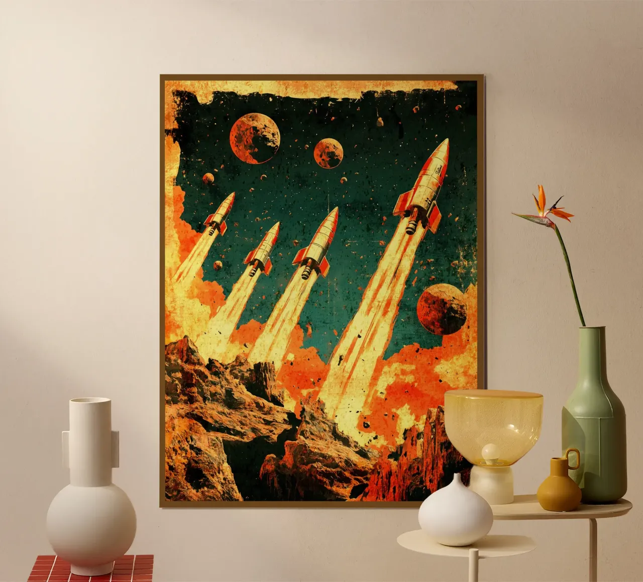 Razzi spaziali retrò poster da David Müller