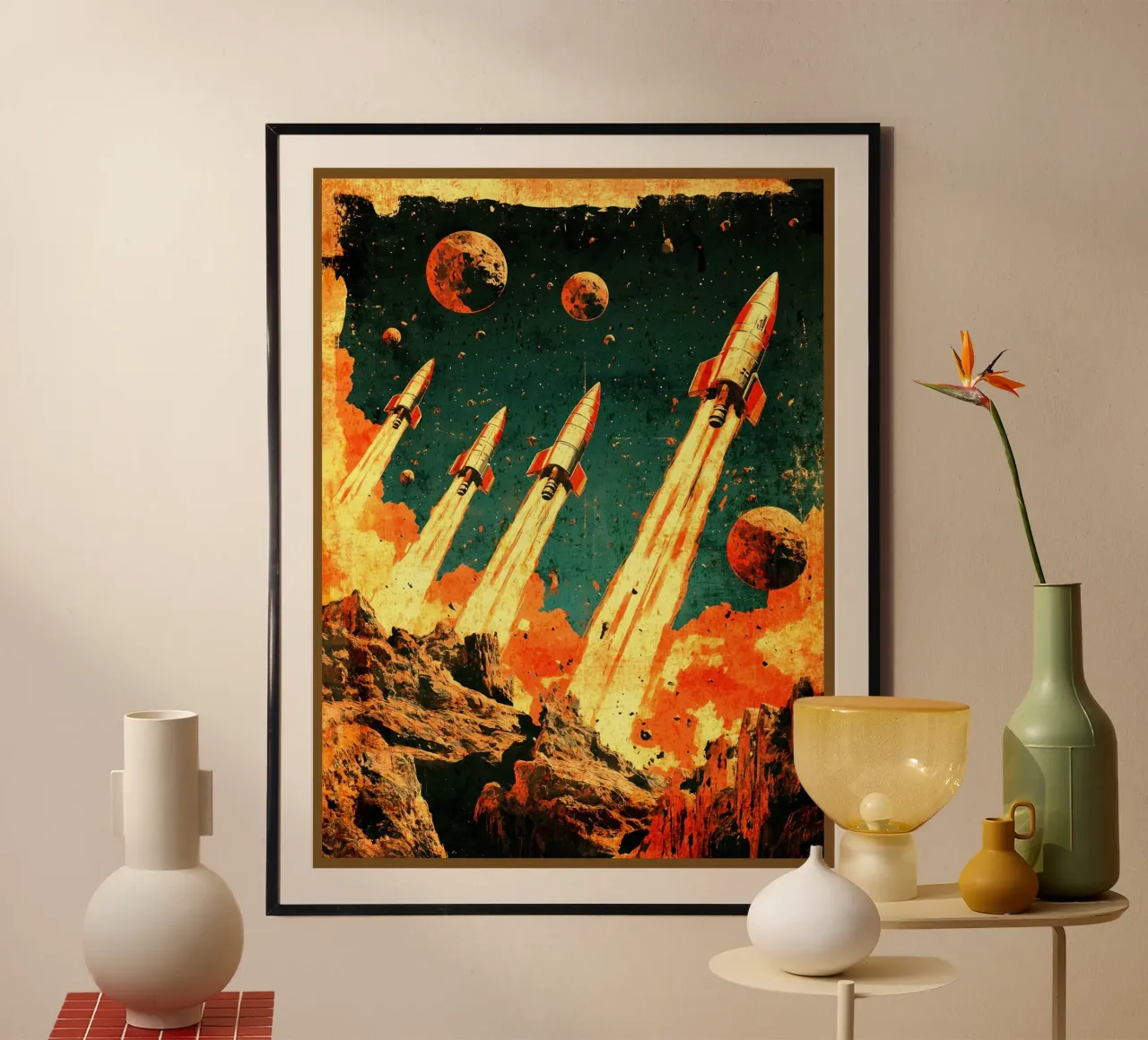 Razzi spaziali retrò poster da David Müller