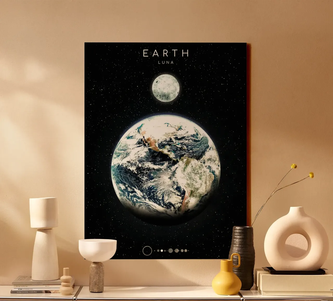 Planeet Aarde canvas met Baklijst van David Müller