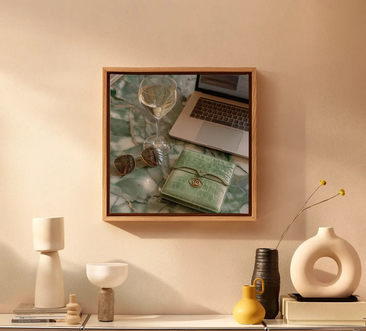 Marmo e menta tela con Cornice a cassetta da StillVibe Home