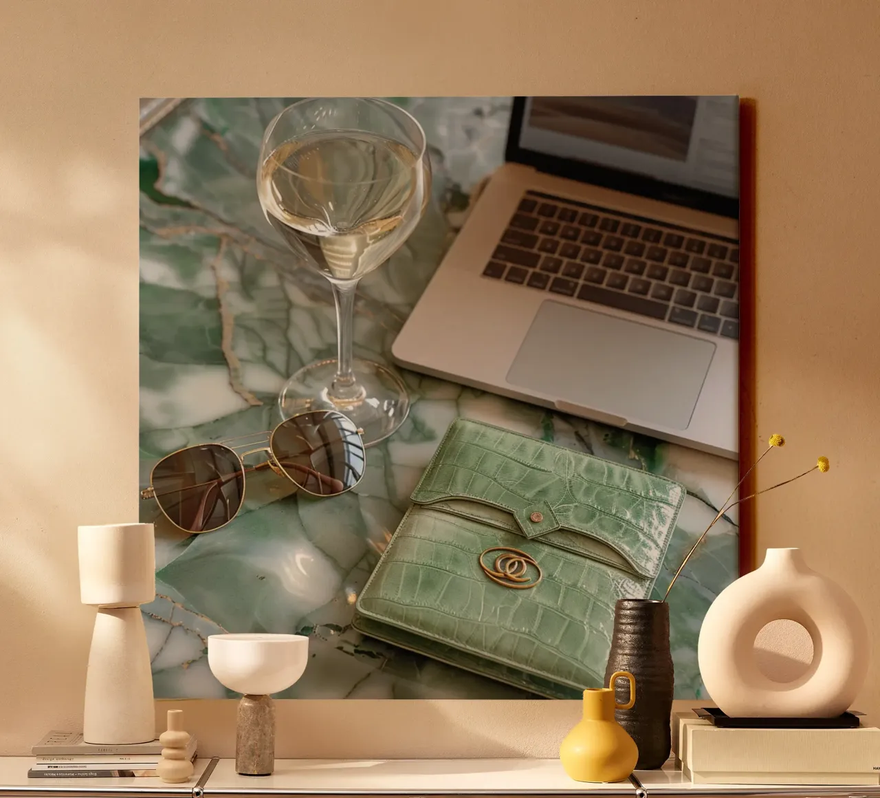 Marmo e menta tela con Cornice a cassetta da StillVibe Home