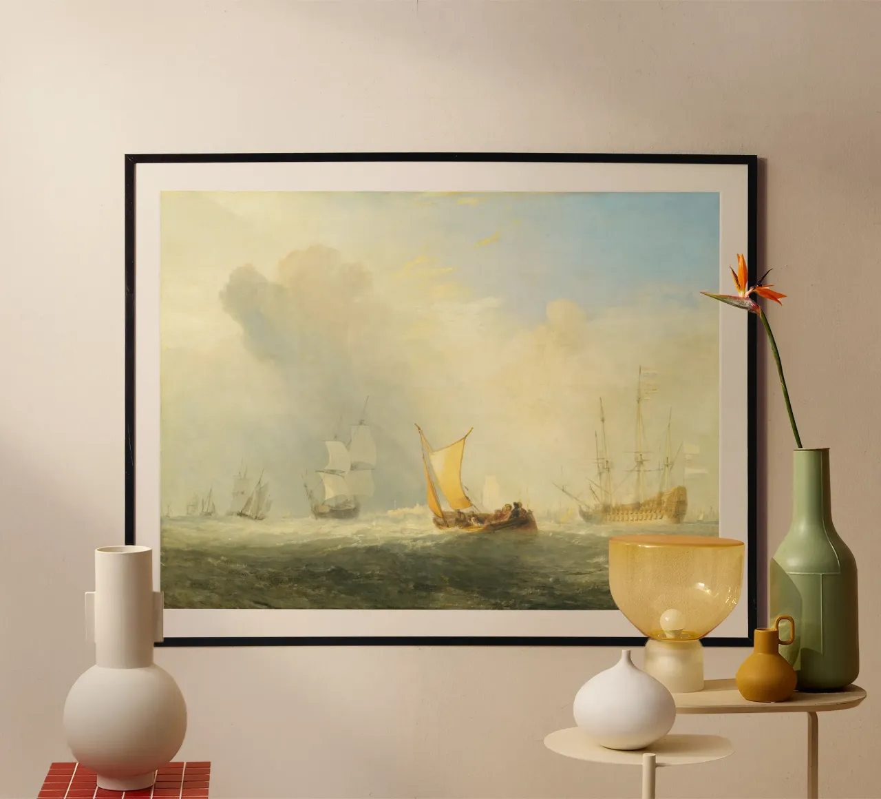 Traghetto di Rotterdam di Joseph Mallord William Turner (1833) poster con telaio in alluminio da Venus Art