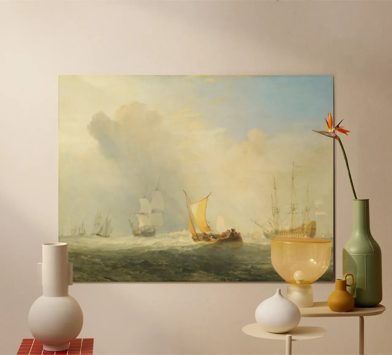 Traghetto di Rotterdam di Joseph Mallord William Turner (1833) poster con telaio in alluminio da Venus Art