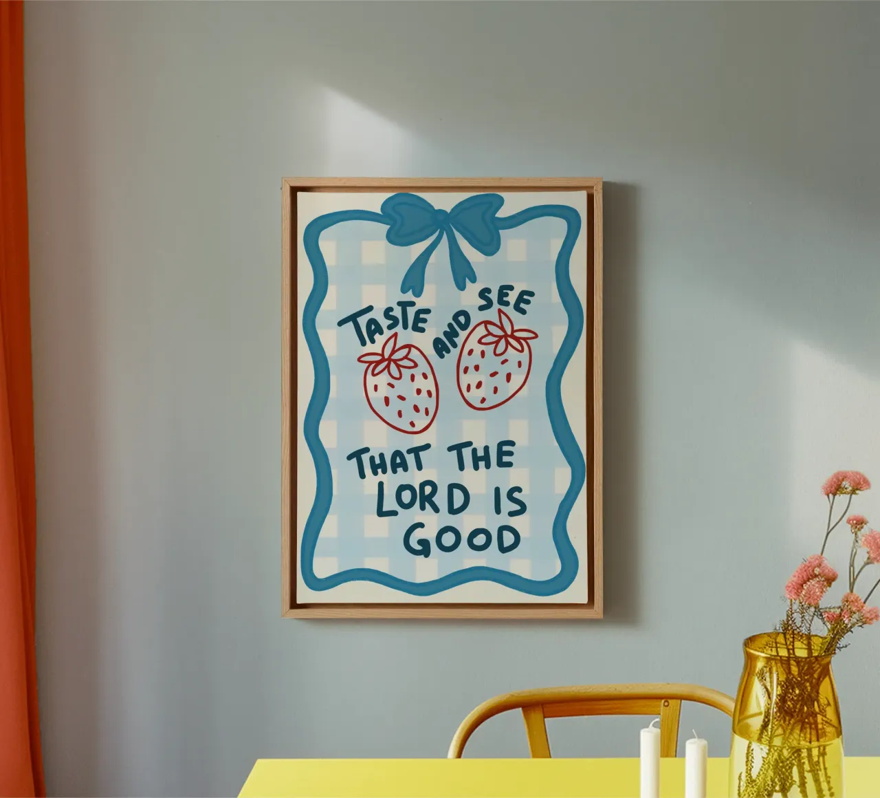 Proef en zie - Psalm 34:8 Christelijke Kunstdruk canvas met Baklijst van vintagepod