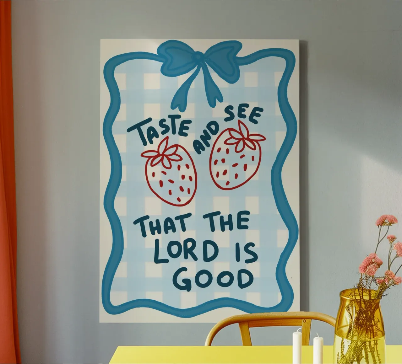 Proef en zie - Psalm 34:8 Christelijke Kunstdruk canvas met Baklijst van vintagepod