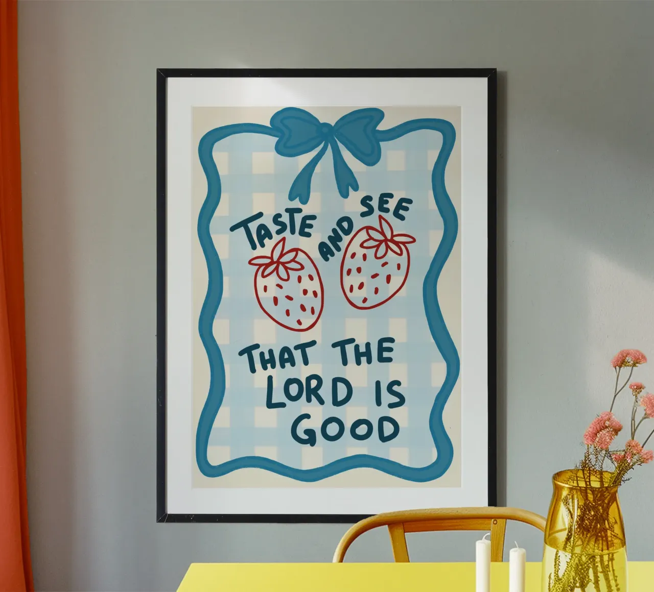 Proef en zie - Psalm 34:8 Christelijke Kunstdruk poster van vintagepod