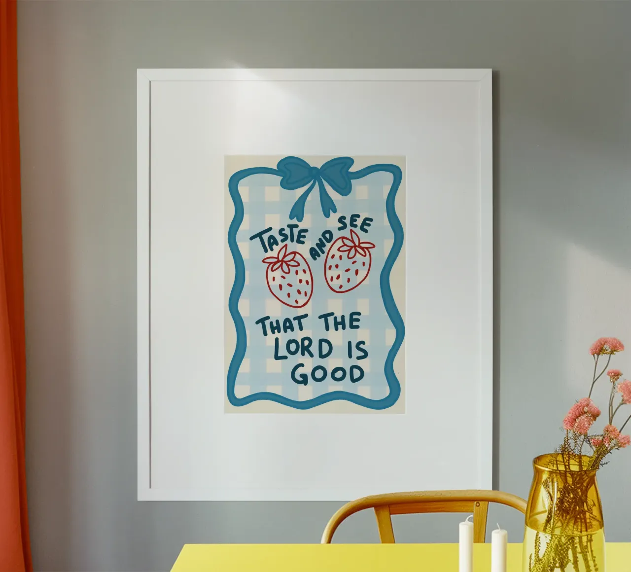 Proef en zie - Psalm 34:8 Christelijke Kunstdruk poster van vintagepod