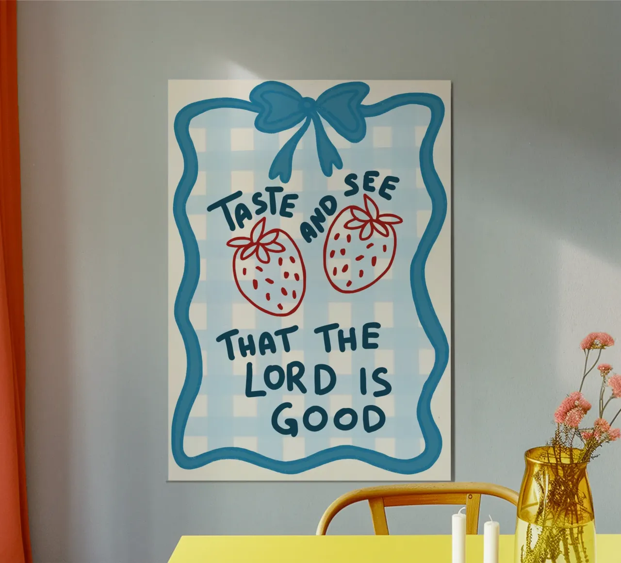 Proef en zie - Psalm 34:8 Christelijke Kunstdruk poster van vintagepod