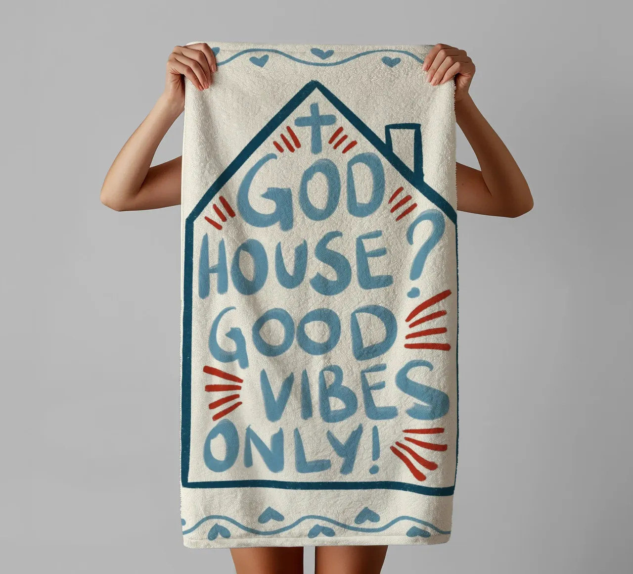 God's House Good Vibes Only - Christian Art Print towel by vintagepod