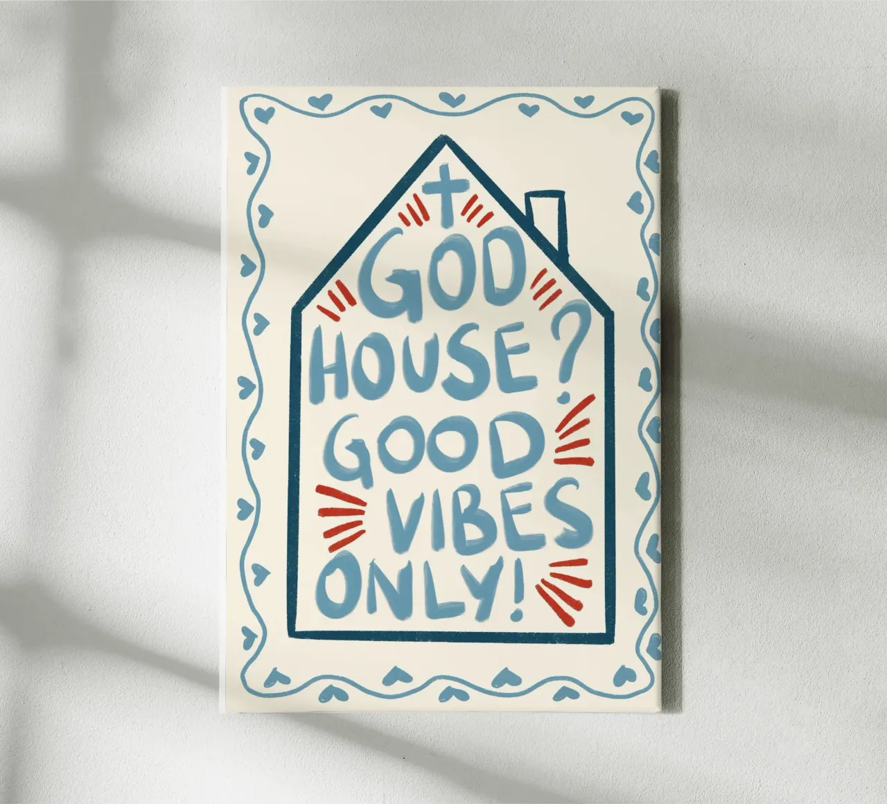 God's House Good Vibes Only - Christian Art Print canvas with Floater frame by vintagepod