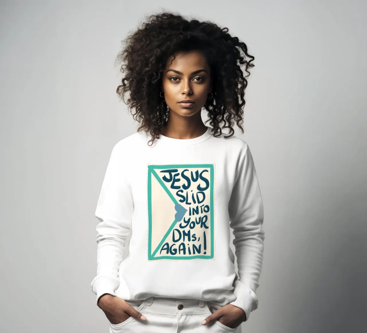 Jesus Slid Into Your DMs - Funny Christian Art Print sudadera de vintagepod