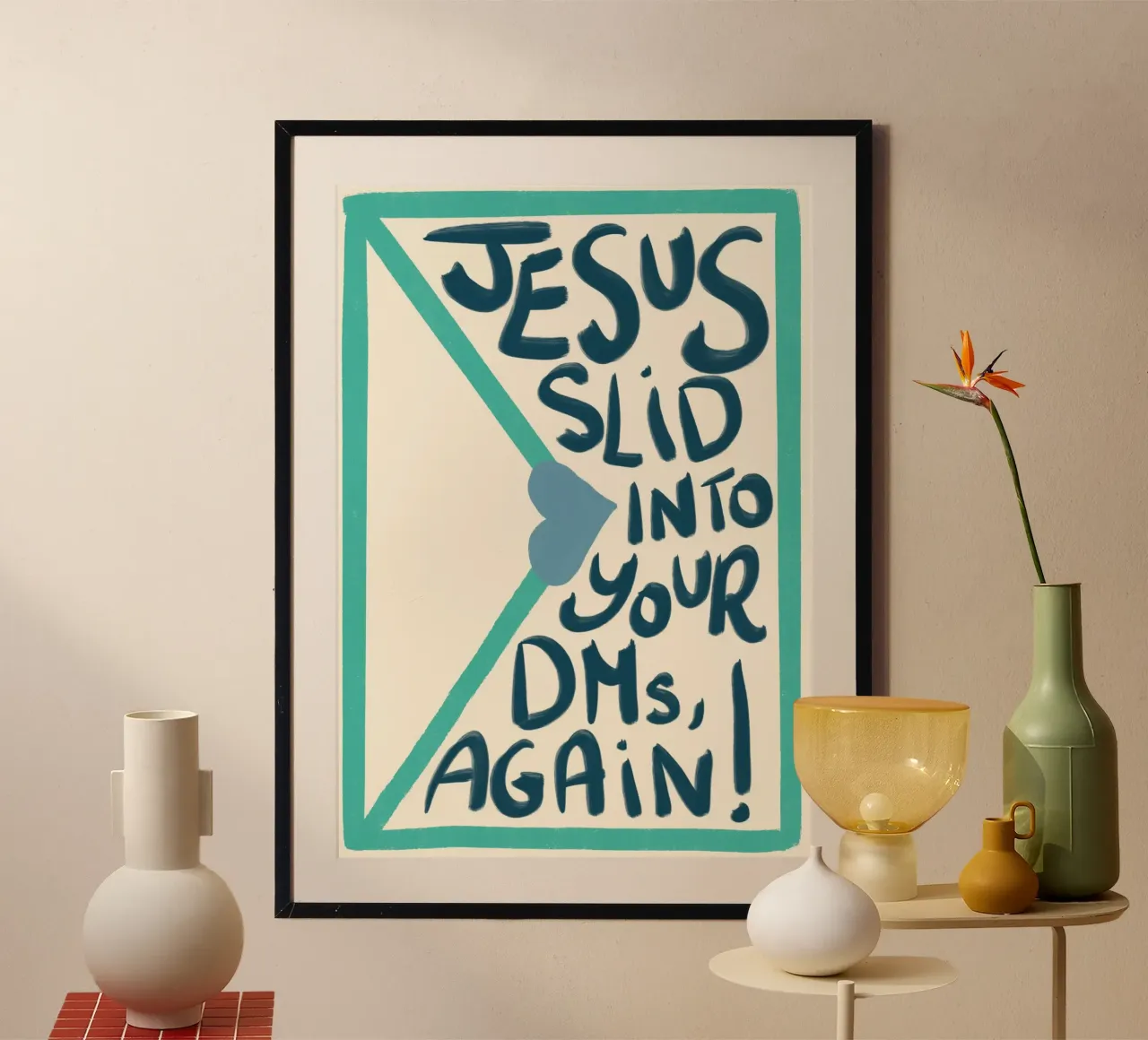 Jésus s'est glissé dans tes DMs - Drôle d'impression d'art chrétien poster de vintagepod