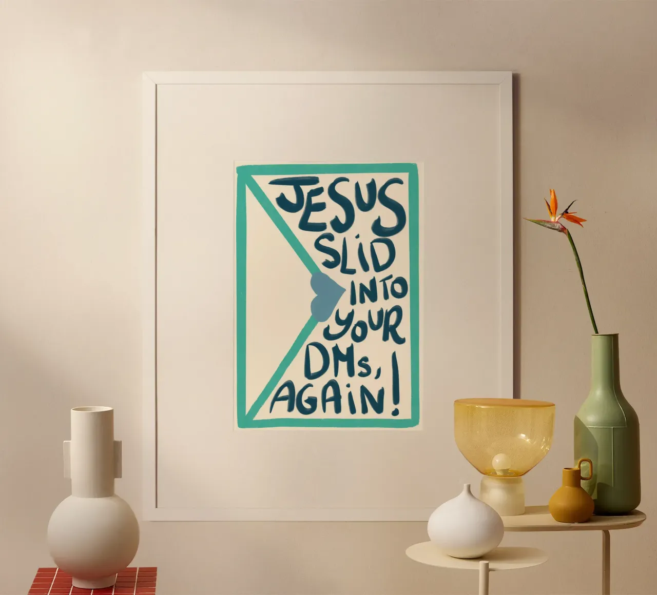 Jésus s'est glissé dans tes DMs - Drôle d'impression d'art chrétien poster de vintagepod