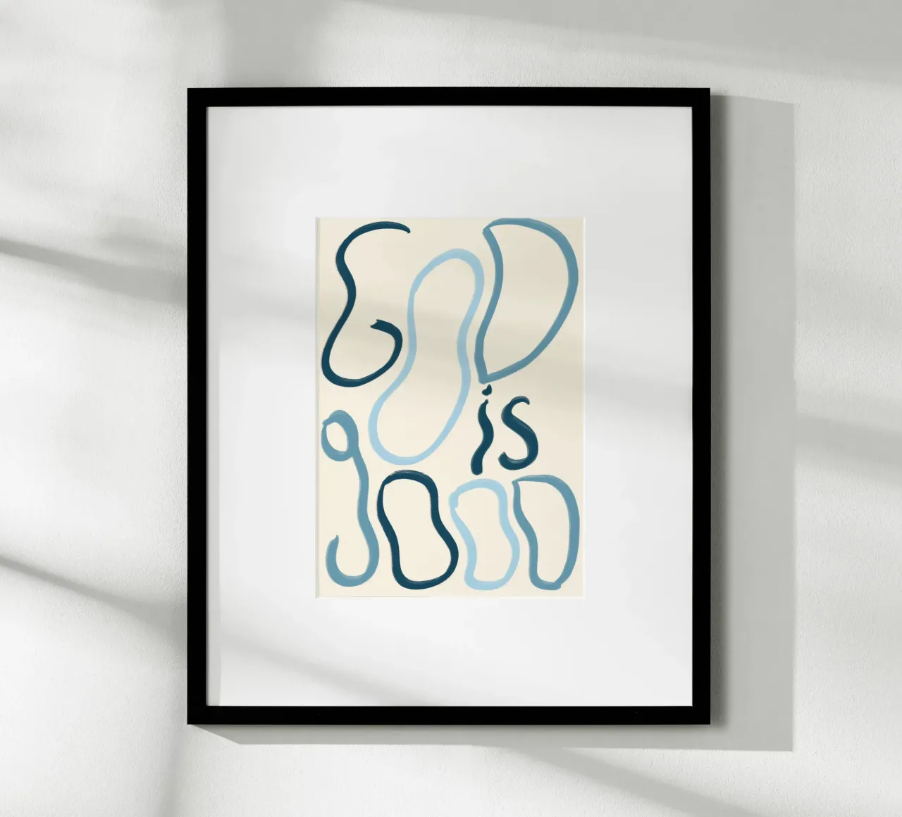 Dio è buono - Poster tipografico astratto poster con telaio in legno da vintagepod