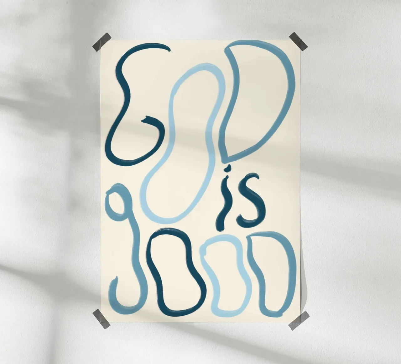 Dio è buono - Poster tipografico astratto poster con telaio in legno da vintagepod