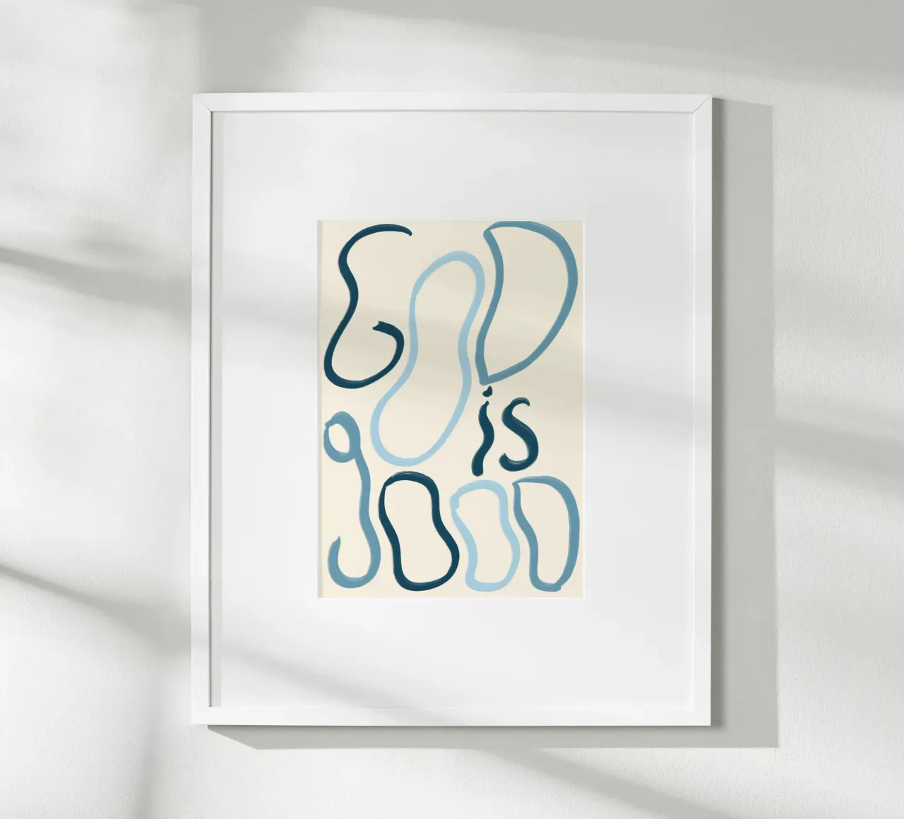 Dio è buono - Poster tipografico astratto poster con telaio in legno da vintagepod
