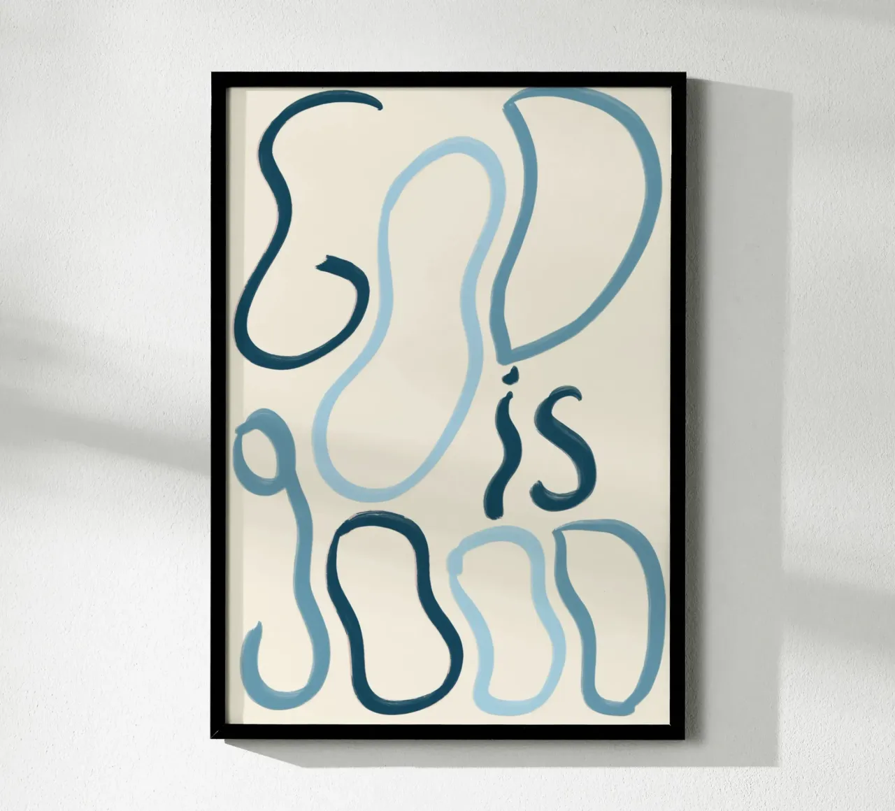 Dio è buono - Poster tipografico astratto poster con telaio in legno da vintagepod