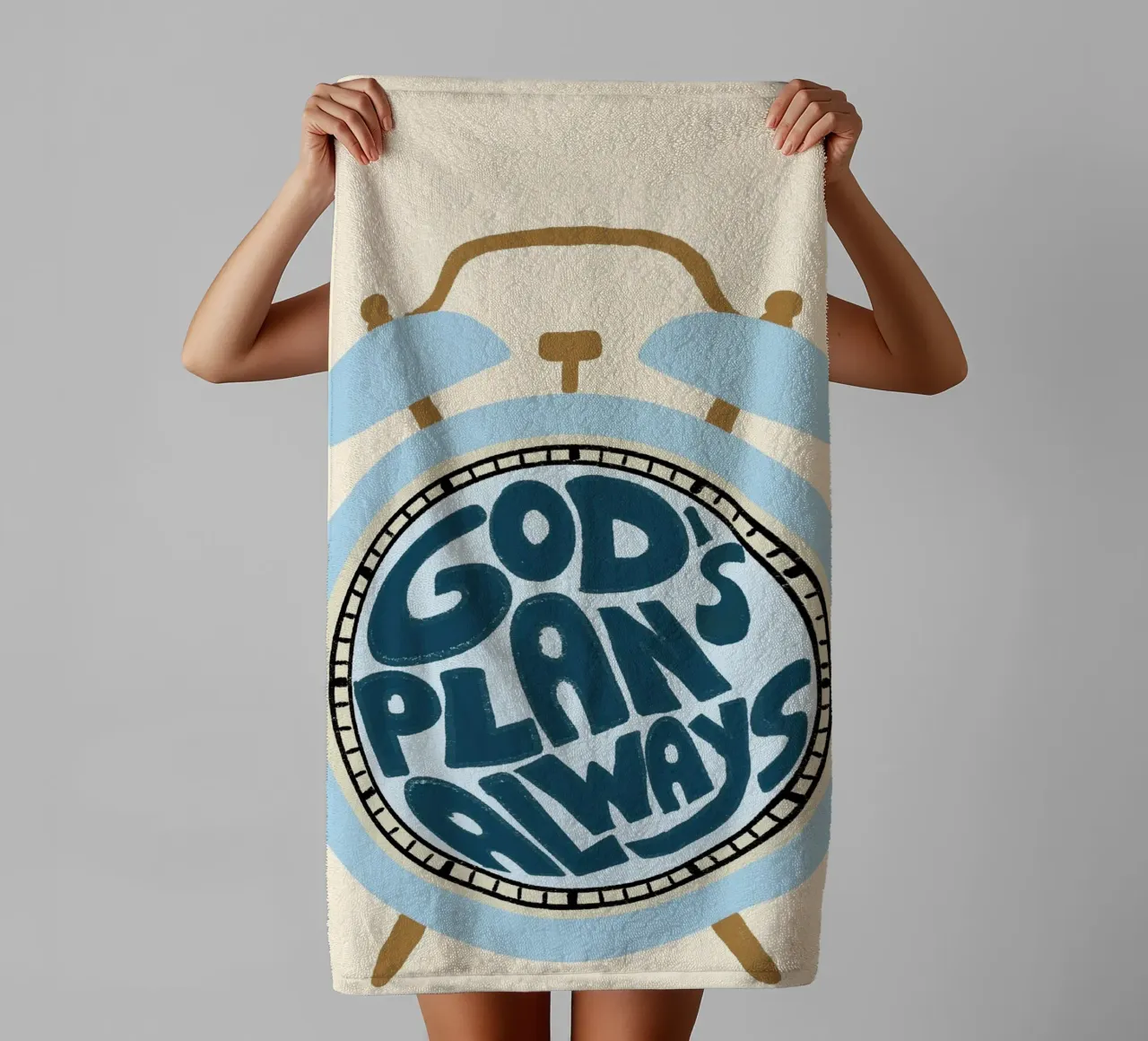 God's Plan Always - Alarm Clock Christian Art Print towel by vintagepod