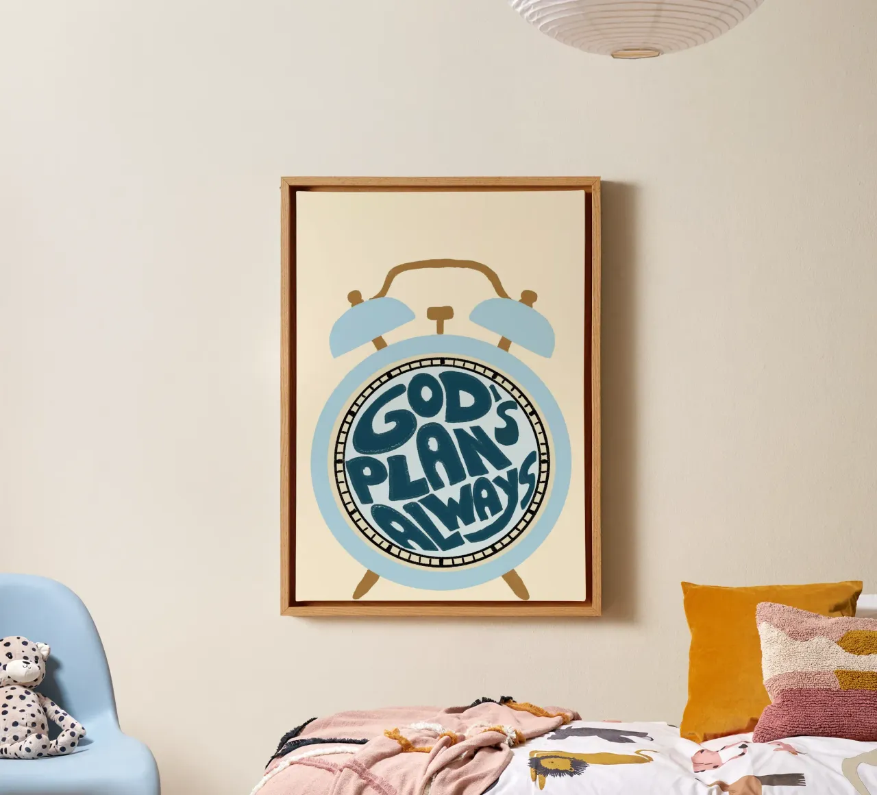 God's Plan Always - Wekker Christelijke Kunstdruk canvas met Baklijst van vintagepod