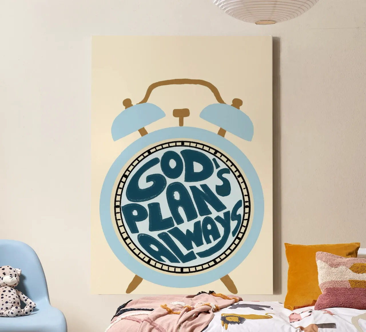 God's Plan Always - Wekker Christelijke Kunstdruk canvas met Baklijst van vintagepod