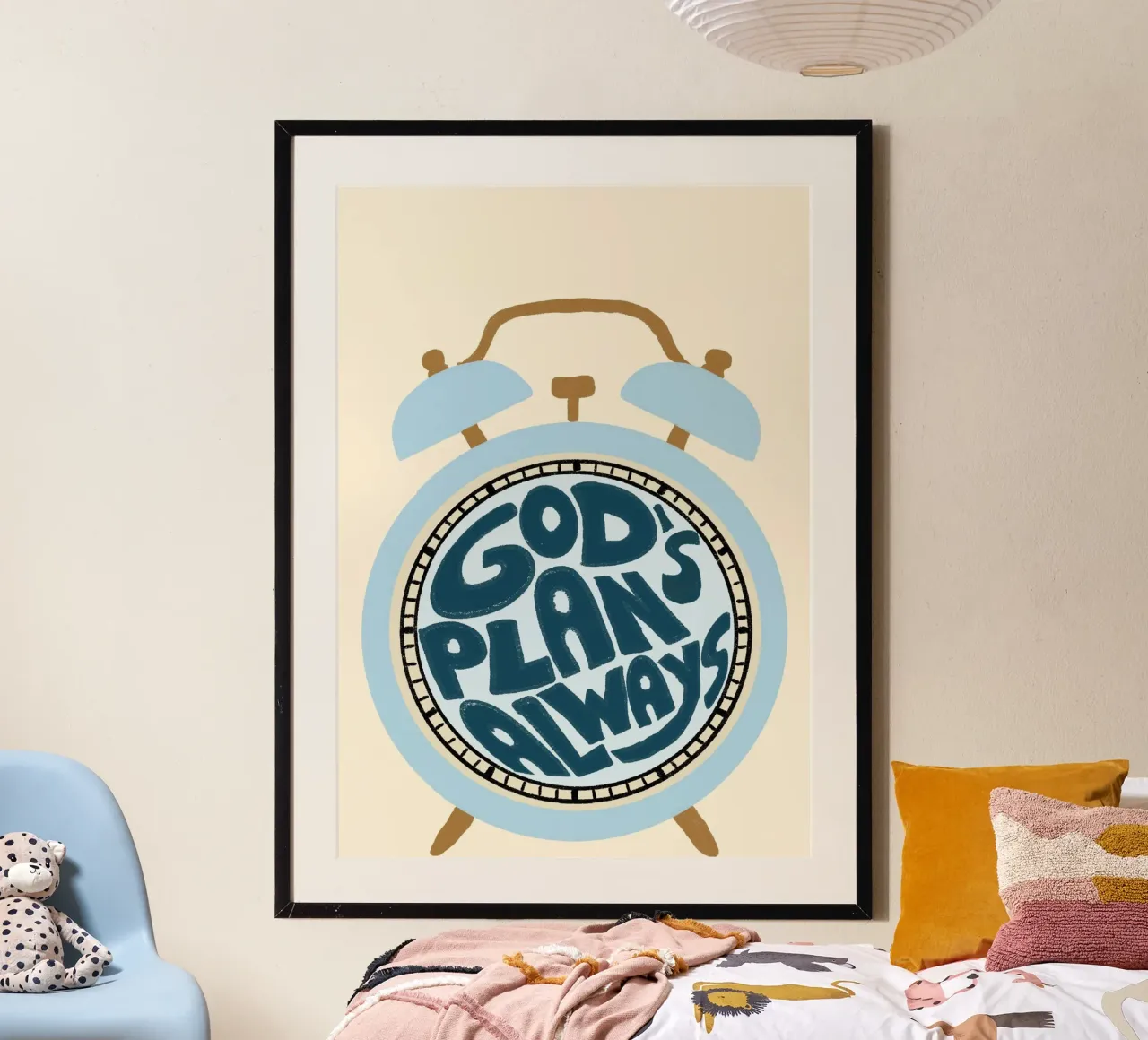 God's Plan Always - Alarm Clock Christian Art Print poster with plastic frame by vintagepod