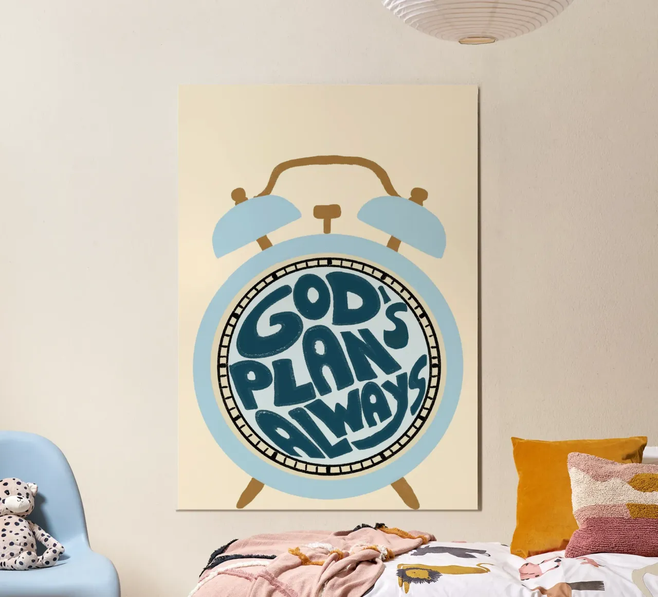 God's Plan Always - Alarm Clock Christian Art Print poster with plastic frame by vintagepod