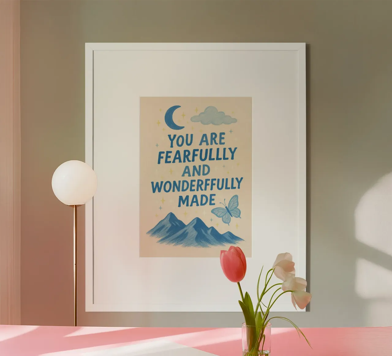 Vous êtes faits de manière redoutable et merveilleuse - Impression d'art poster avec cadre en bois de vintagepod