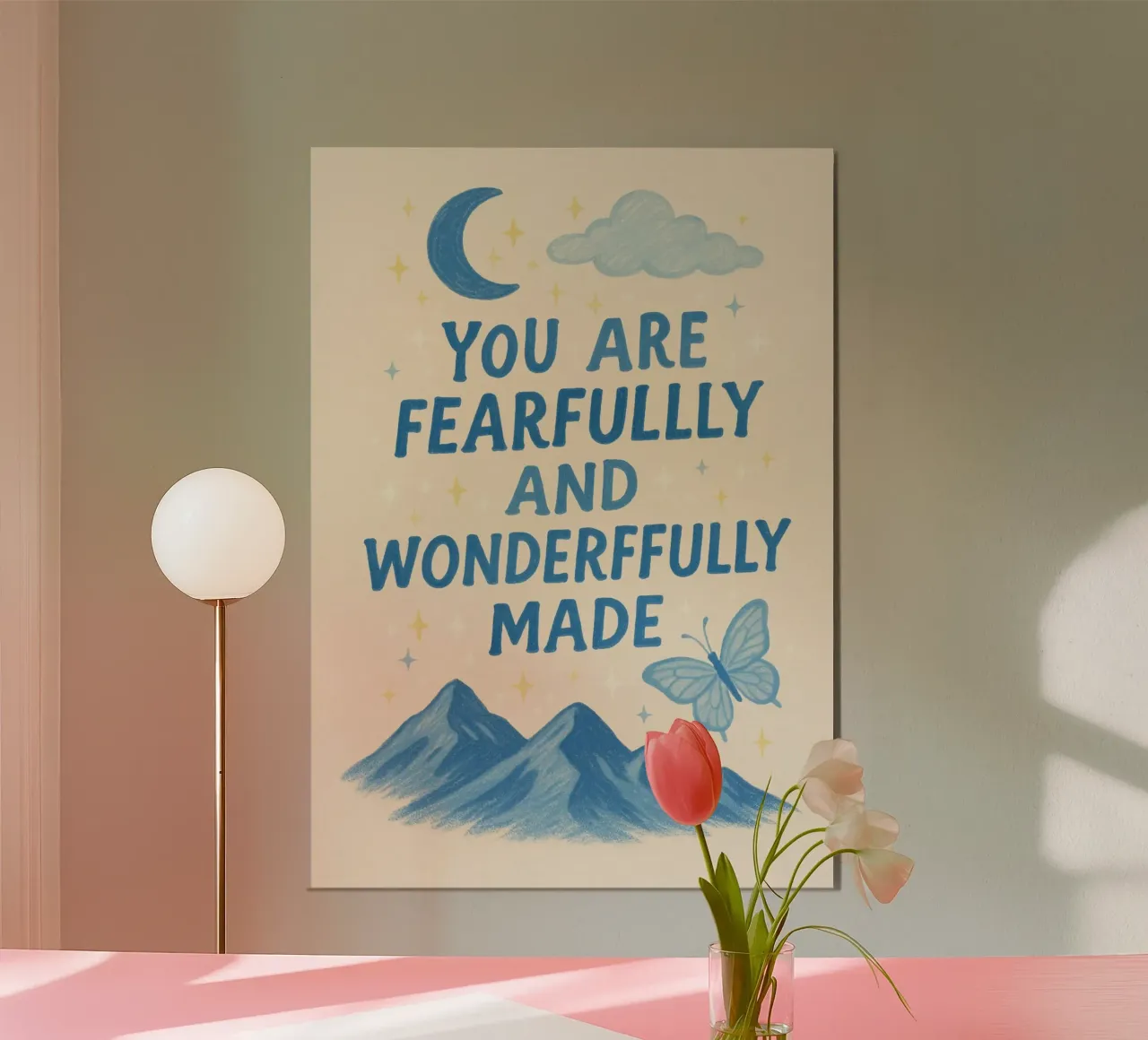 Vous êtes faits de manière redoutable et merveilleuse - Impression d'art poster avec cadre en bois de vintagepod