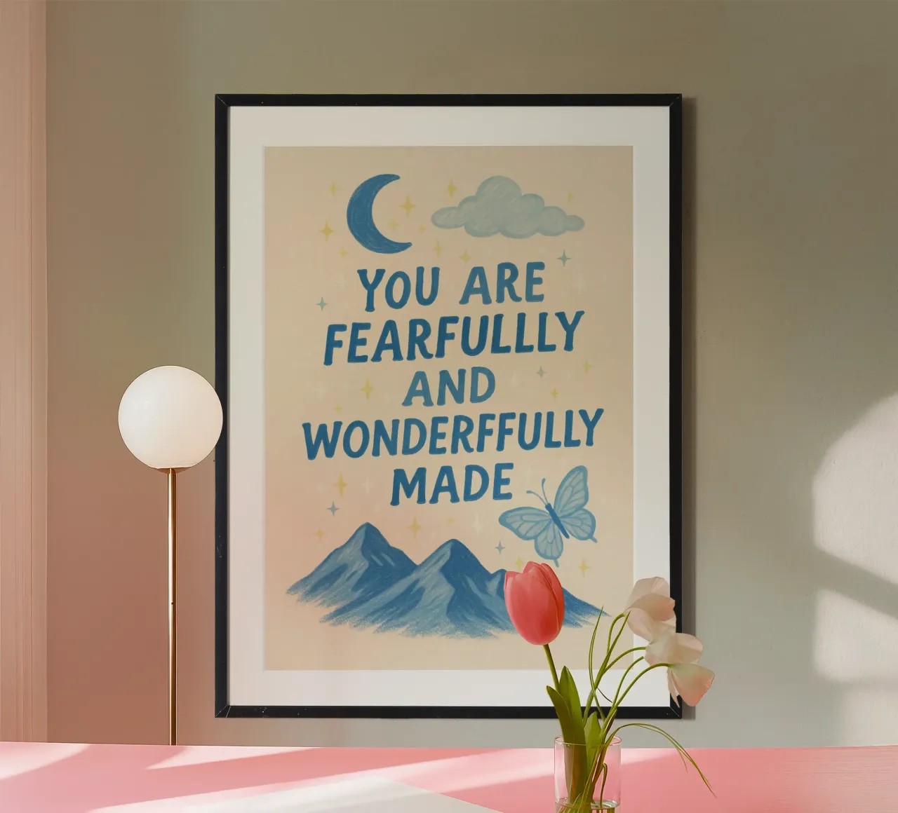 Vous êtes faits de manière redoutable et merveilleuse - Impression d'art poster avec cadre en bois de vintagepod