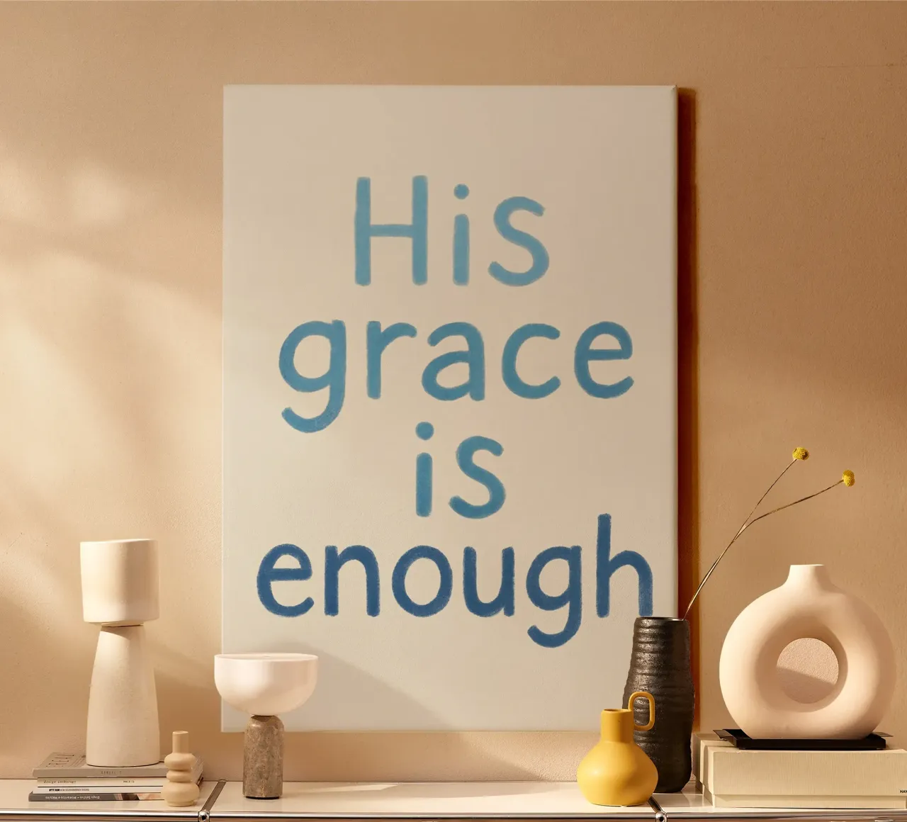 His Grace Is Enough - Minimalist Christian Art Print canvas with Floater frame by vintagepod