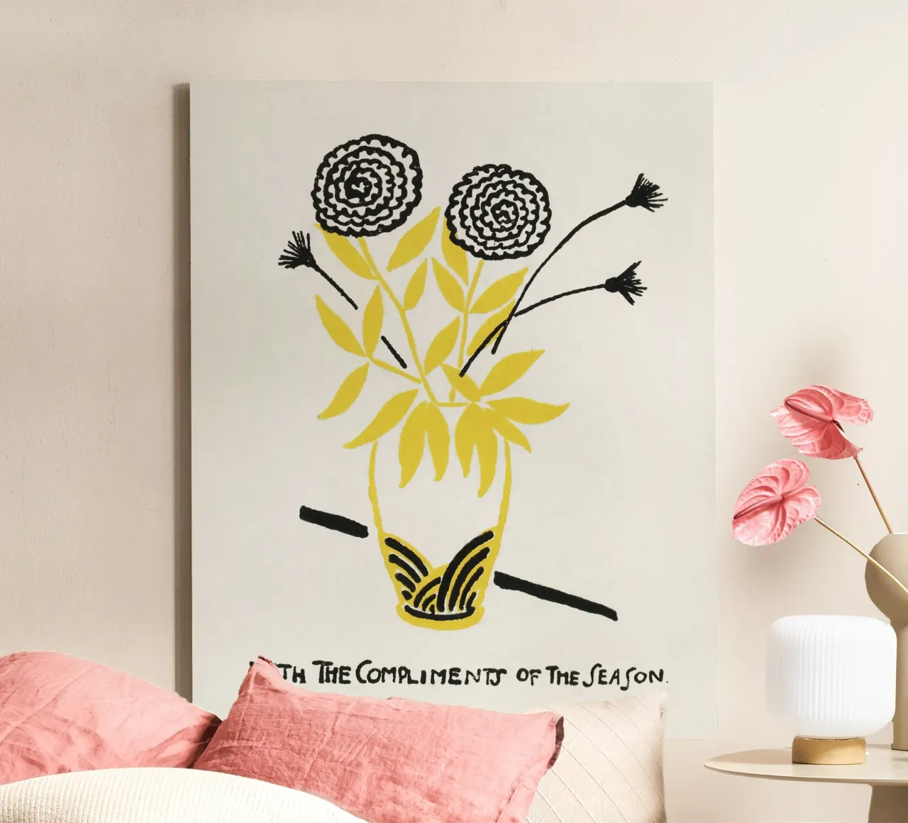 With the Compliments of the Season canvas met Baklijst van vintageshop